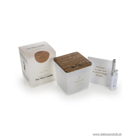 Bougie de cire de soja aromathérapie White/Gold 450g.